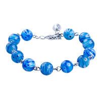 Bracelets - pale blue millefiori beads murano bracelet Image.