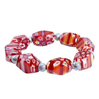 Bracelets - red millefiori murano glass bracelet Image.