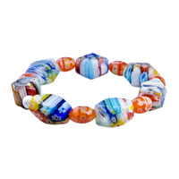 Bracelets - white and orange millefiori murano bracelet Image.