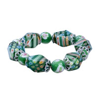 Bracelets - green round and bicone millefiori murano bracelet Image.