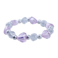 Bracelets - clear and pink heart murano glass bracelet Image.