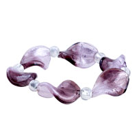 Bracelets - purple twist leaf murano glass bracelet Image.