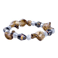 Bracelets - tan twist leaf and black murano glass bracelet Image.