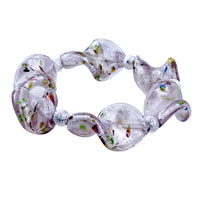 Bracelets - silver foil silver twist leaf murano glass bracelet Image.