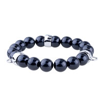 Bracelets - three fasteners black faux pearl bracelet Image.