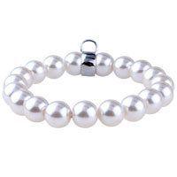 Bracelets - one fastener white faux pearl bracelet Image.