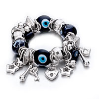 Bracelets - black evil eyes dangle small items beaded bracelet charm dangle bracelet Image.