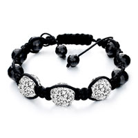 Bracelets - triple white disco ball rhinestone adjustable shamballa bracelet bead bracelets Image.