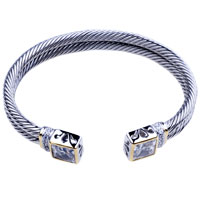 Bracelets - crystal square head 925 sterling silver bracelet Image.