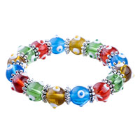 Bracelets - translucent red tan and blue evil eye moran glass beaded bracelets necklace Image.