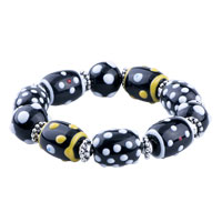 Bracelets - black drum shaped evil eye moran glass beaded bracelets necklace Image.