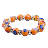 Bracelets - orange evil eye moran glass beaded bracelets necklace Image.