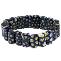 Bracelets - black murano glass with fancy yellow flower bracelet Image.