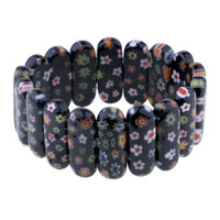 Bracelets - fancy flower black murano glass bracelet Image.