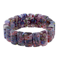 Bracelets - fancy flower red rectangle murano glass bracelet Image.