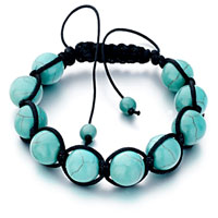  - genuine turquoise gemstone beads on cotton rope adjustable shamballa bracelets Image.