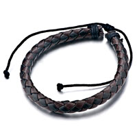 Bracelets - black braided leather charm bracelets Image.