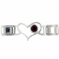 Italian Charms - id heart link january garnet color birthstone italian charm Image.