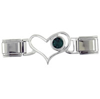 Italian Charms - id heart link may emerald color birthstone italian charm Image.