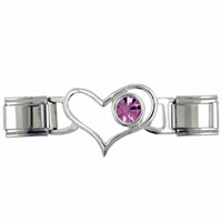 Italian Charms - id heart link june pearl color birthstone italian charm Image.