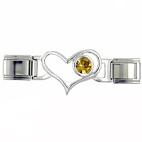 Italian Charms - id heart link november topaz color birthstone italian charm Image.