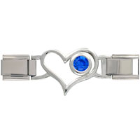 Italian Charms - id heart link december blue zircon color birthstone italian charm Image.
