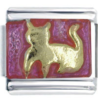 Italian Charms - pink cat italian charm Image.