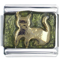 Italian Charms - green cat italian charms Image.