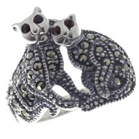 Rings - size 7 siamese cats sterling silver ring Image.
