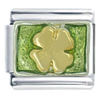 Italian Charms - golden clover italian charm Image.