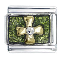 Italian Charms - cross green italian charm Image.