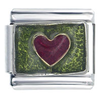 Italian Charms - gold plated heart green italian charm Image.