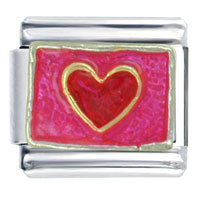 Italian Charms - gold plated heart pink italian charm Image.