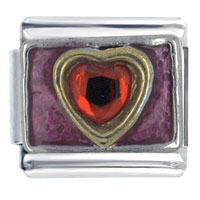 Italian Charms - rhinestone heart red italian charm Image.