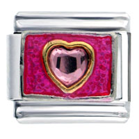 Italian Charms - rhinestone heart pink italian charm Image.
