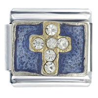 Italian Charms - rhinestone cross purple italian charm Image.
