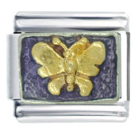 Italian Charms - butterfly on purple italian charm Image.