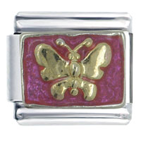 Italian Charms - butterfly on mauve italian charm Image.