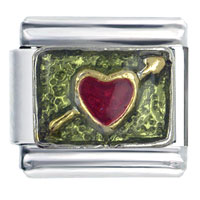 Italian Charms - heart on green italian charm Image.