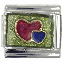 Italian Charms - hearts green italian charm Image.
