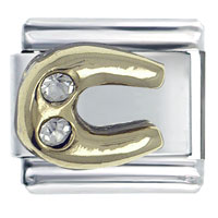 Italian Charms - crystal horseshoe italian charm Image.