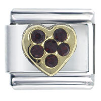 Italian Charms - january garnet color birthstone heart italian charm Image.