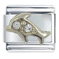 Italian Charms - silver crystal dolphin italian charm Image.
