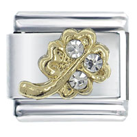 Italian Charms - rhinestone clover italian charm Image.