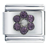 Italian Charms - february amethyst color birthstone flower italian charm Image.