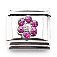 Italian Charms - july ruby color birthstone flower italian charm Image.