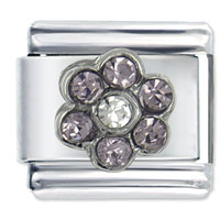 Italian Charms - october pink tourmaline color birthstone flower italian charm Image.