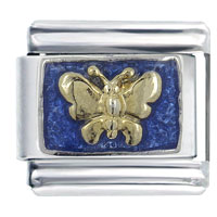 Italian Charms - butterfly on blue italian charm Image.