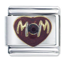 Italian Charms - mom heart red italian charm Image.
