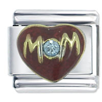 Italian Charms - mom heart blue italian charm Image.